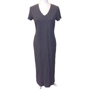 Maggy London Striped V-neck Maxi Dress Medium